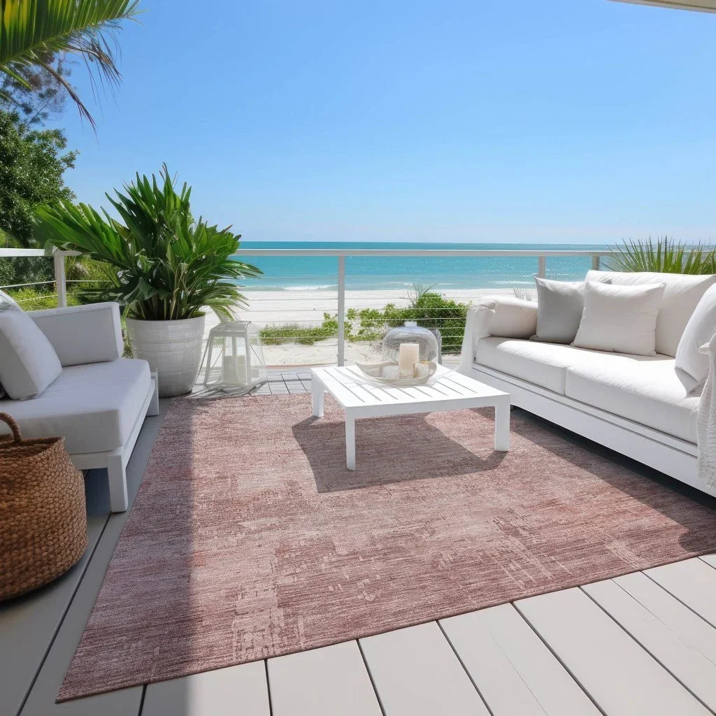 LOOMLAN Rugs Thornyx Pink Washable Indoor-Outdoor Rug