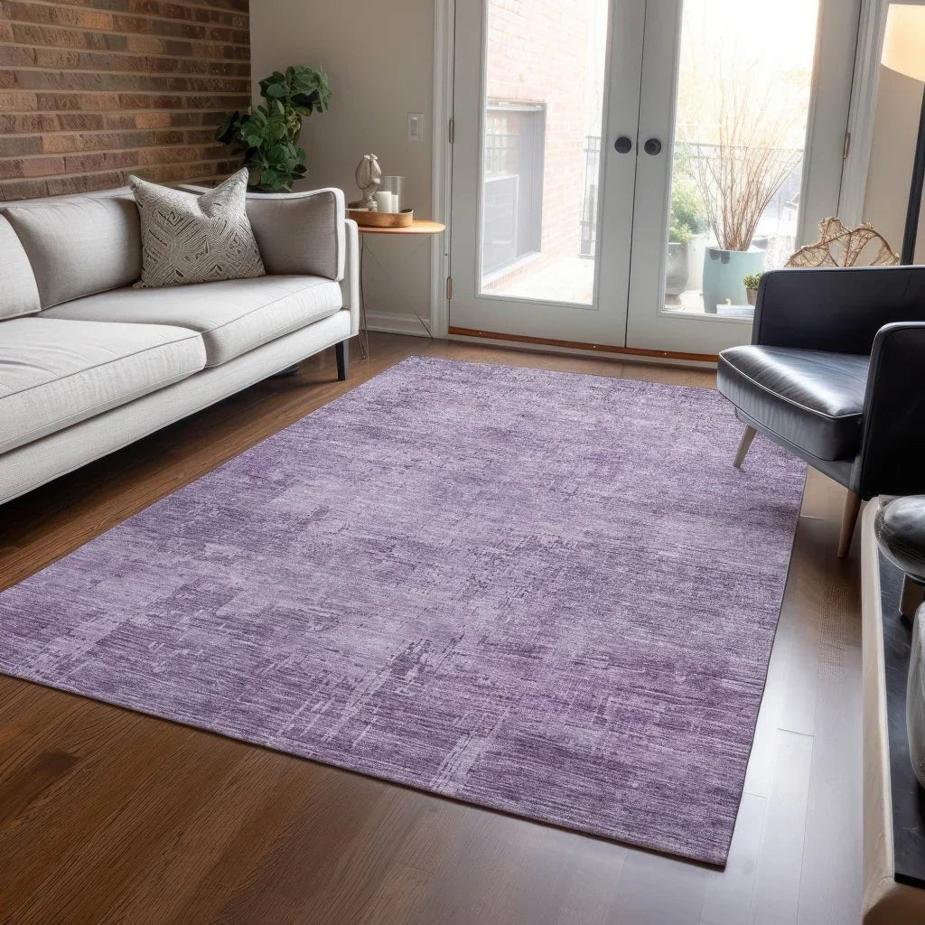 LOOMLAN Rugs Thornyx Purple Washable Indoor-Outdoor Rug