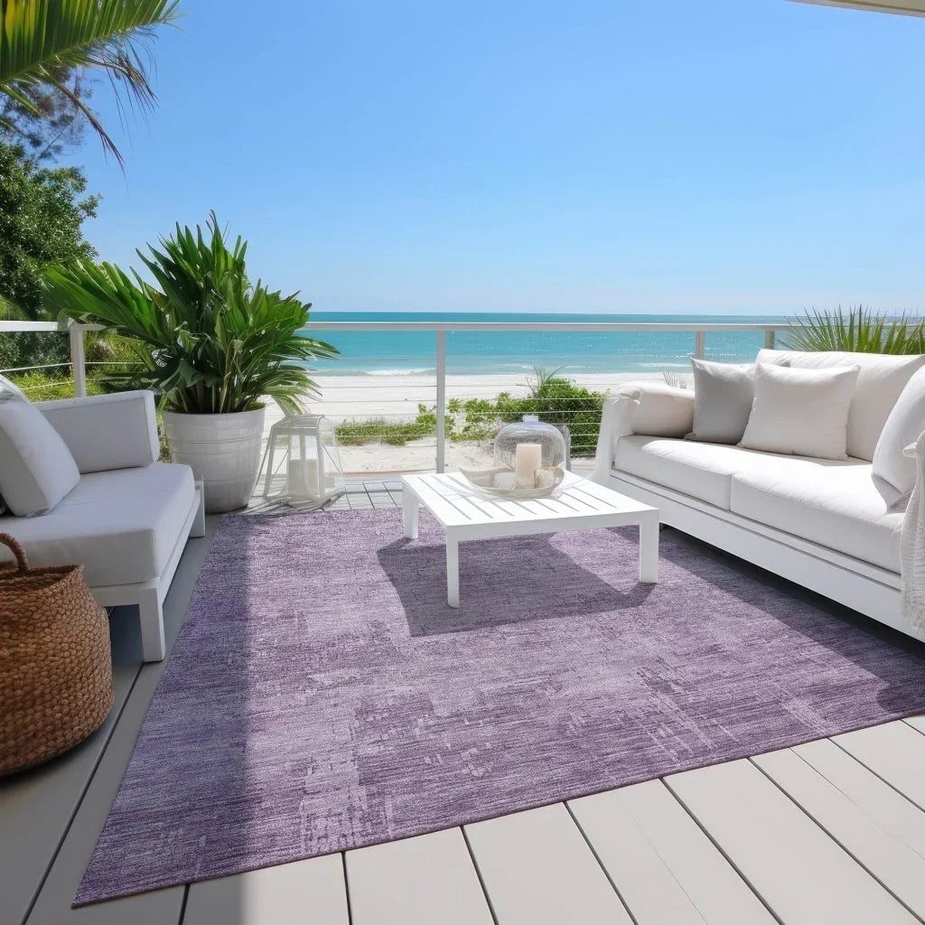 LOOMLAN Rugs Thornyx Purple Washable Indoor-Outdoor Rug