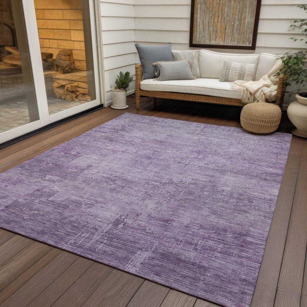 LOOMLAN Rugs Thornyx Purple Washable Indoor-Outdoor Rug