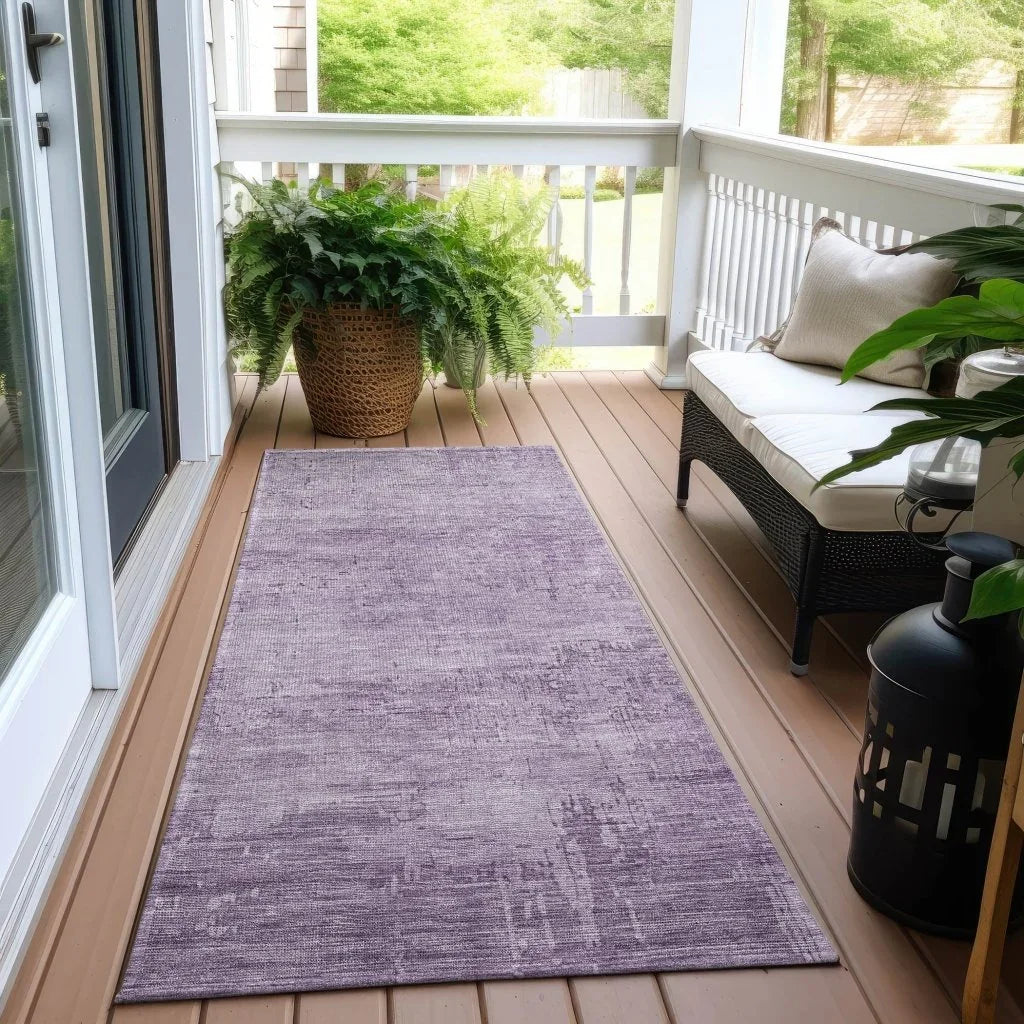LOOMLAN Rugs Thornyx Purple Washable Indoor-Outdoor Rug
