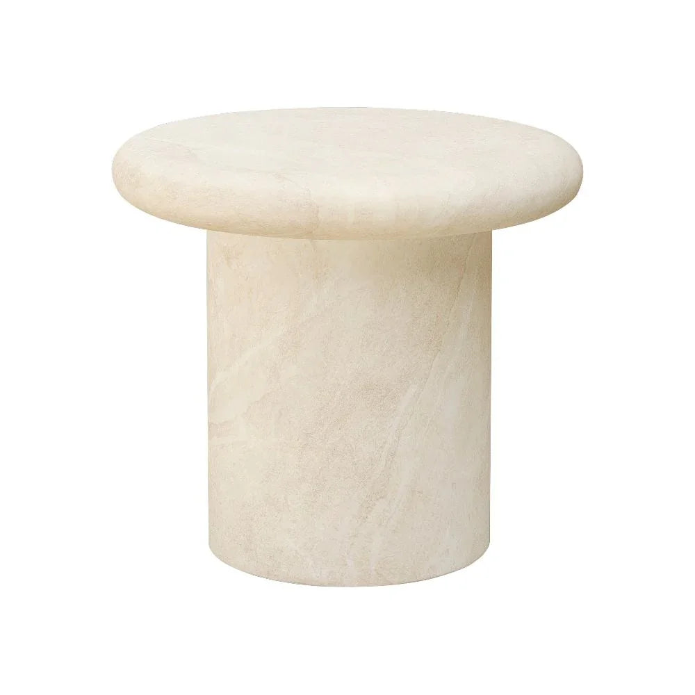 Sunset West Travertino Concrete Round Outdoor End Table