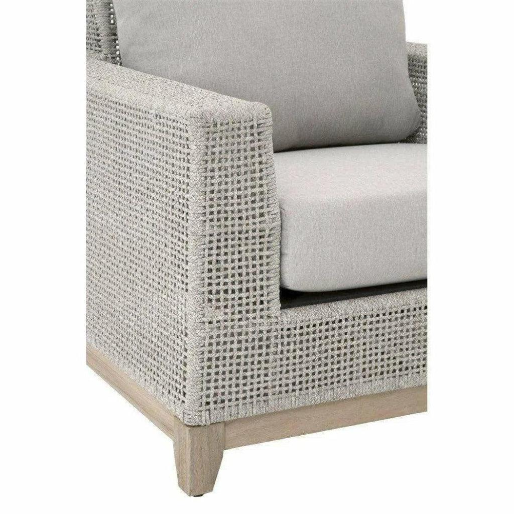 Tropez Outdoor Lounge Chair Taupe White Rope-Outdoor Lounge Chairs-Essentials For Living-LOOMLAN