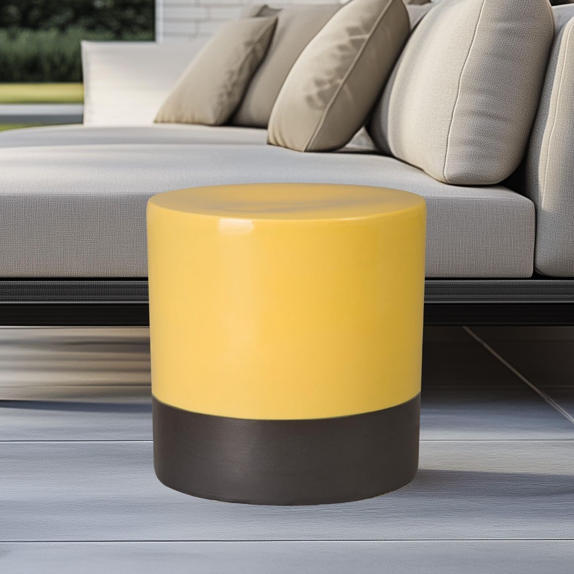 Emissary Two-Tone 18"Dia Ceramic Garden Stool