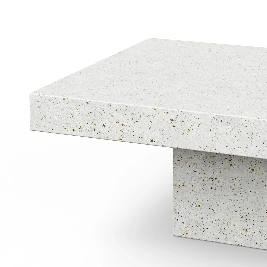 Una Minimalist Ivory Outdoor Coffee Table