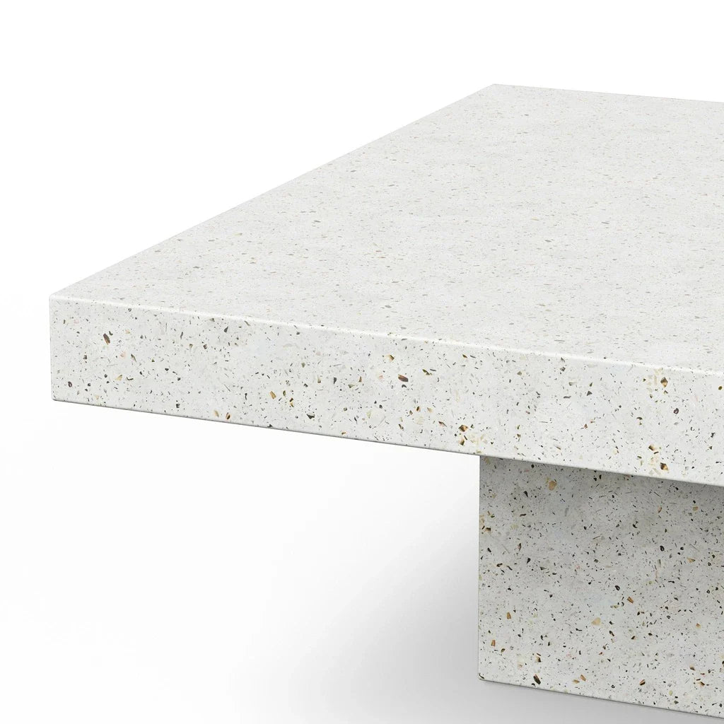 Una Minimalist Ivory Outdoor Coffee Table