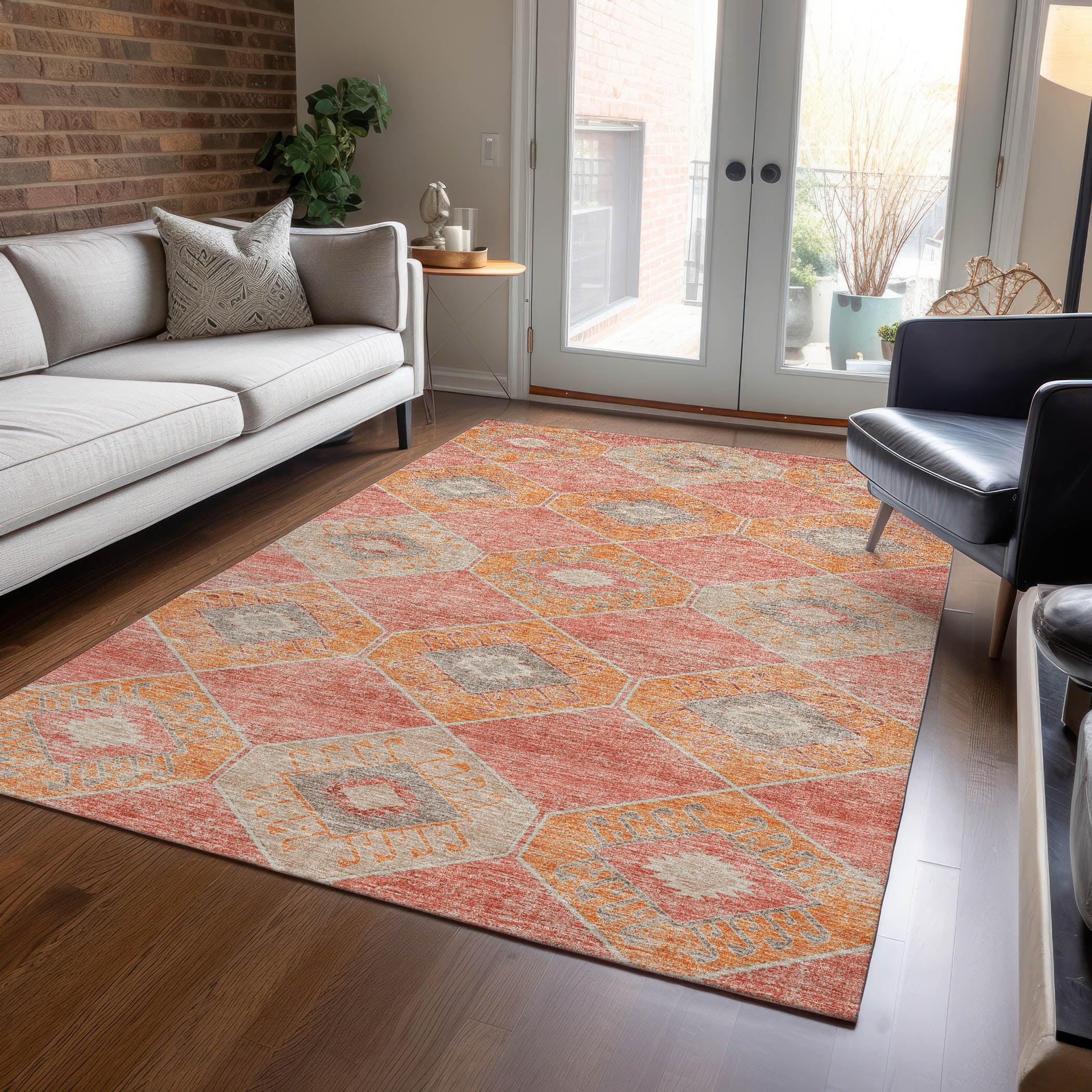 Addison Rugs Uraain Coral Washable Indoor-Outdoor Rug