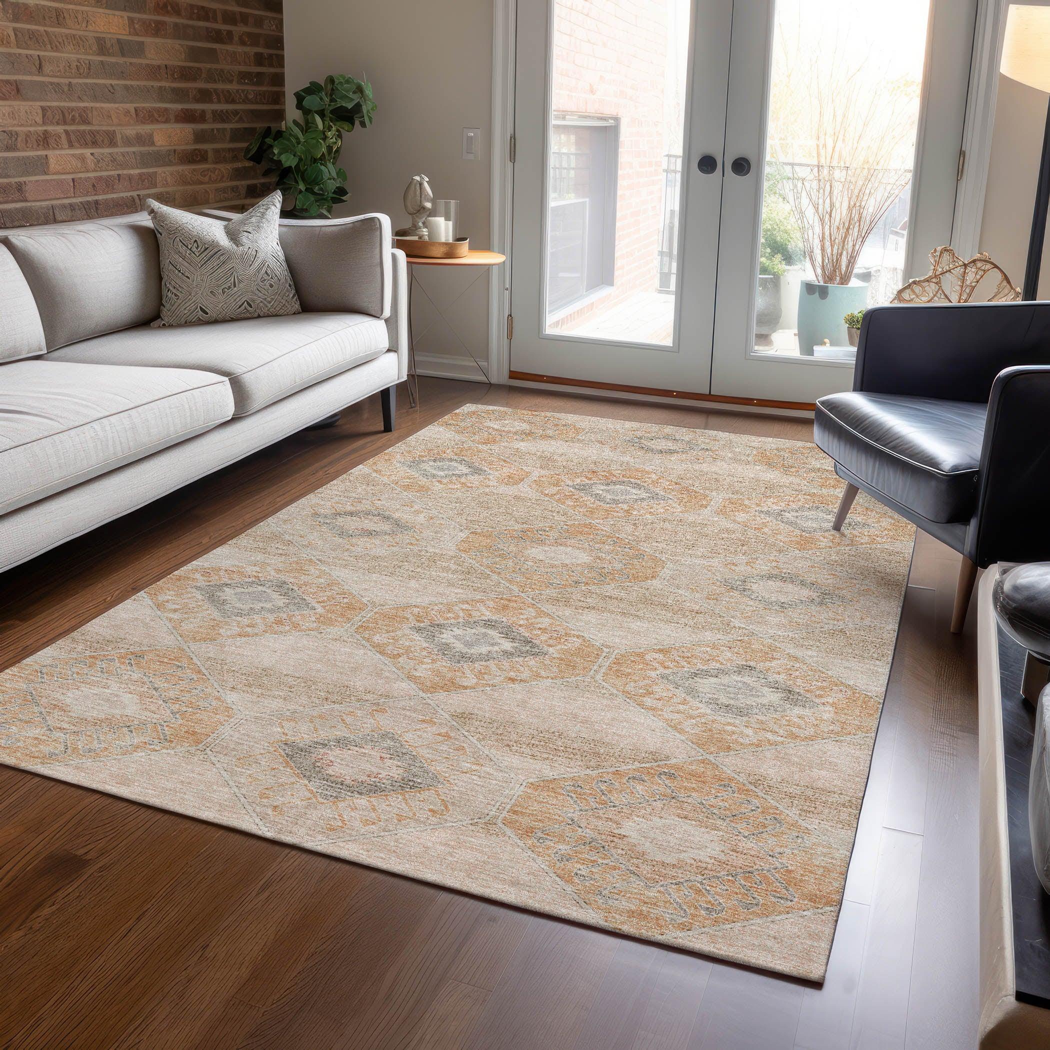 Addison Rugs Uraain Orange Washable Indoor-Outdoor Rug