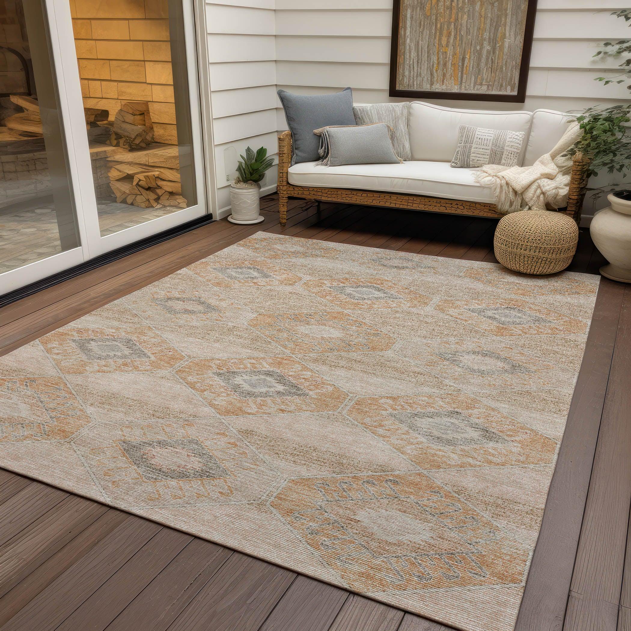 Addison Rugs Uraain Orange Washable Indoor-Outdoor Rug