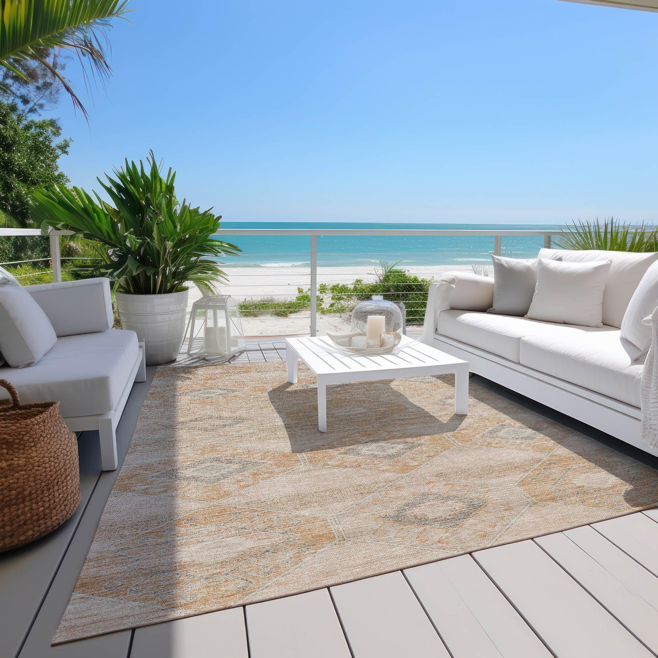 Addison Rugs Uraain Orange Washable Indoor-Outdoor Rug