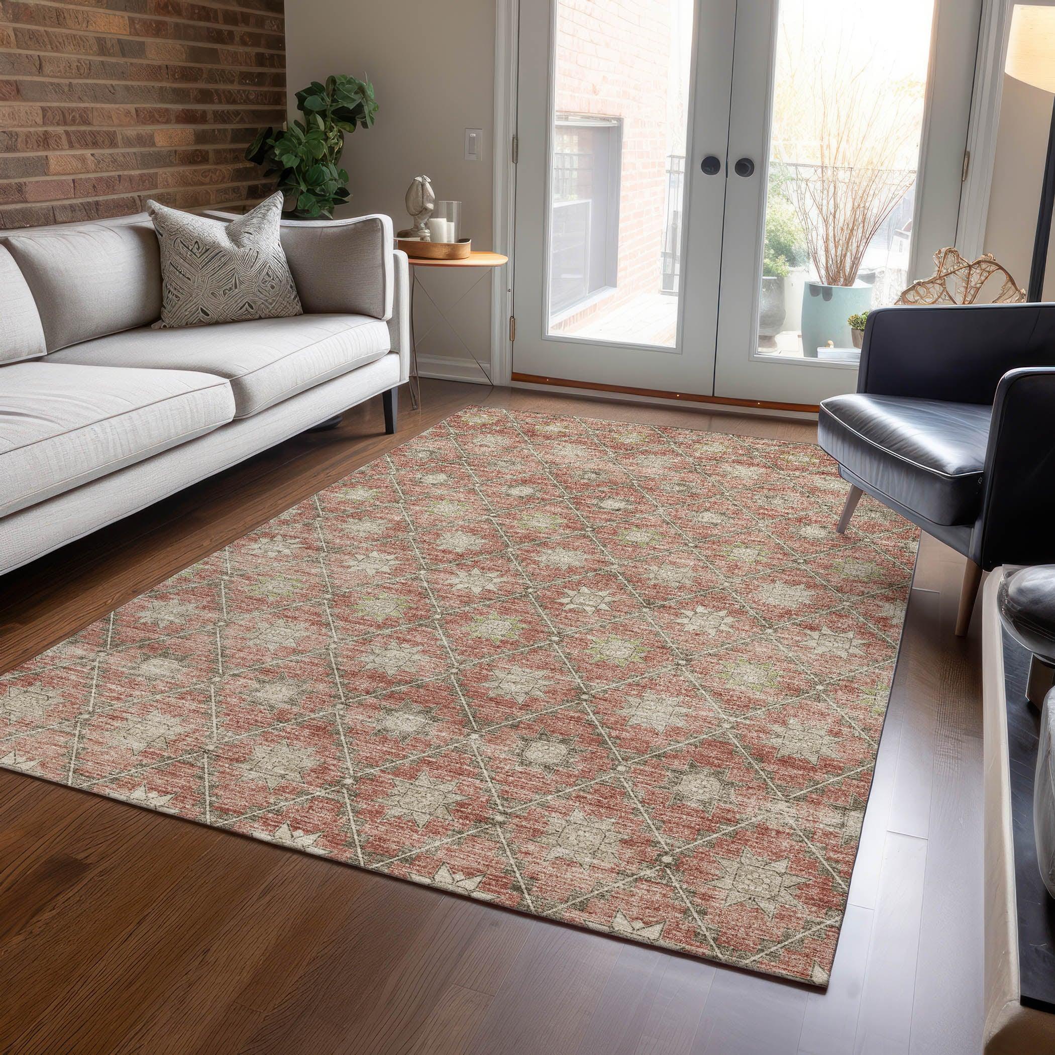 Addison Rugs Uraas Orange Washable Indoor-Outdoor Rug
