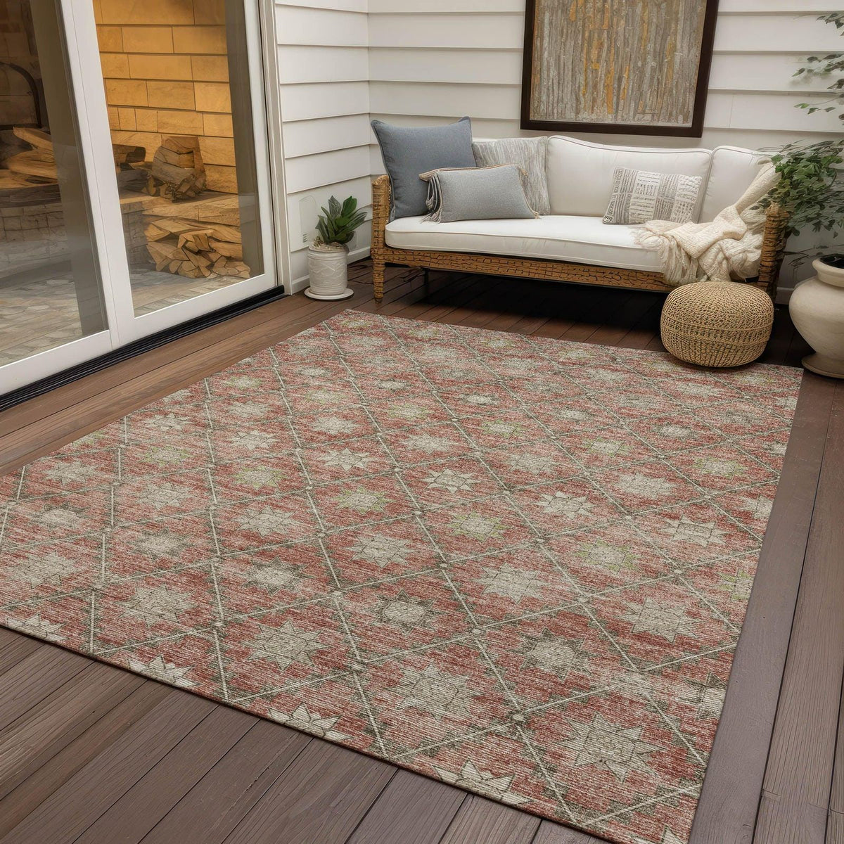 Addison Rugs Uraas Orange Washable Indoor-Outdoor Rug