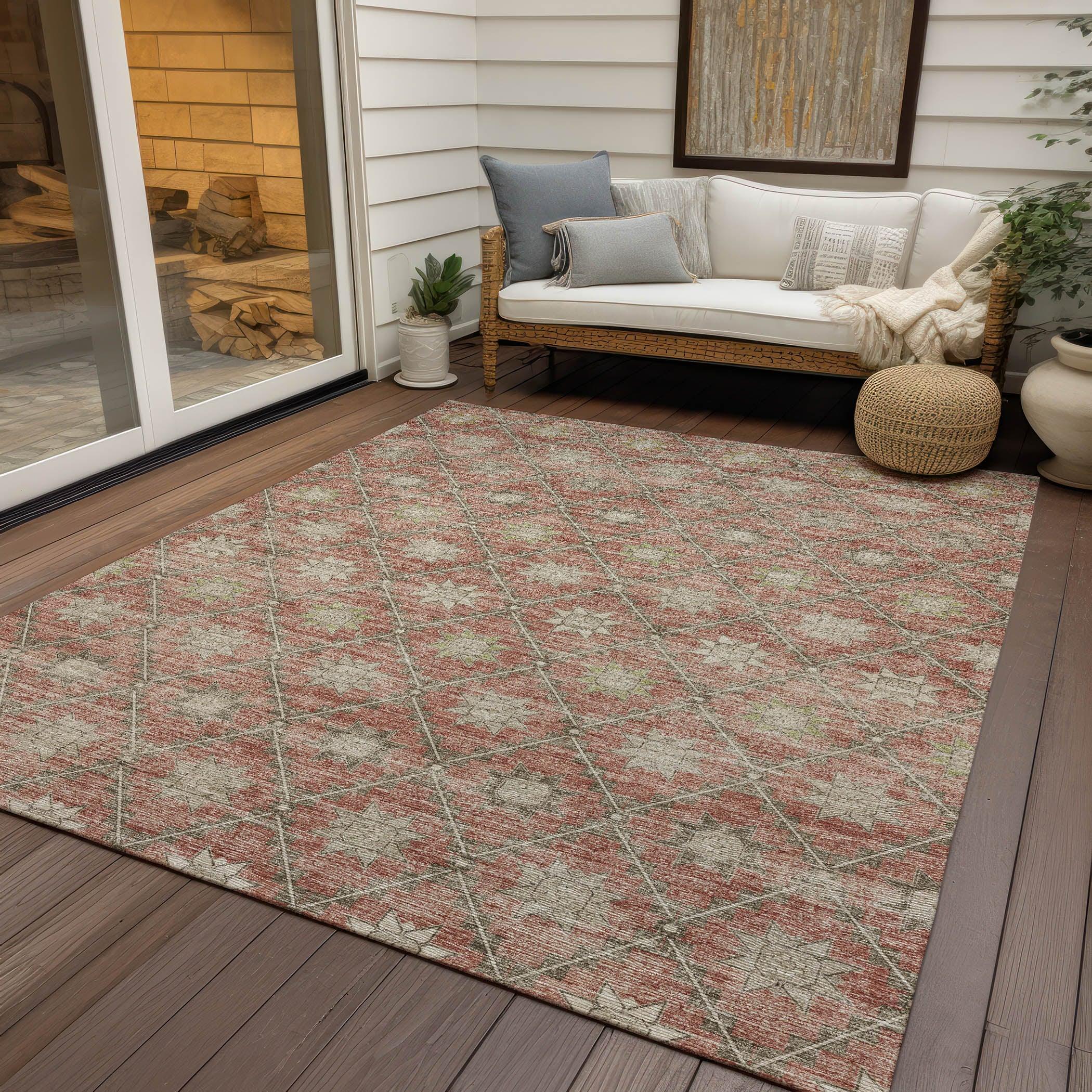 Addison Rugs Uraas Orange Washable Indoor-Outdoor Rug