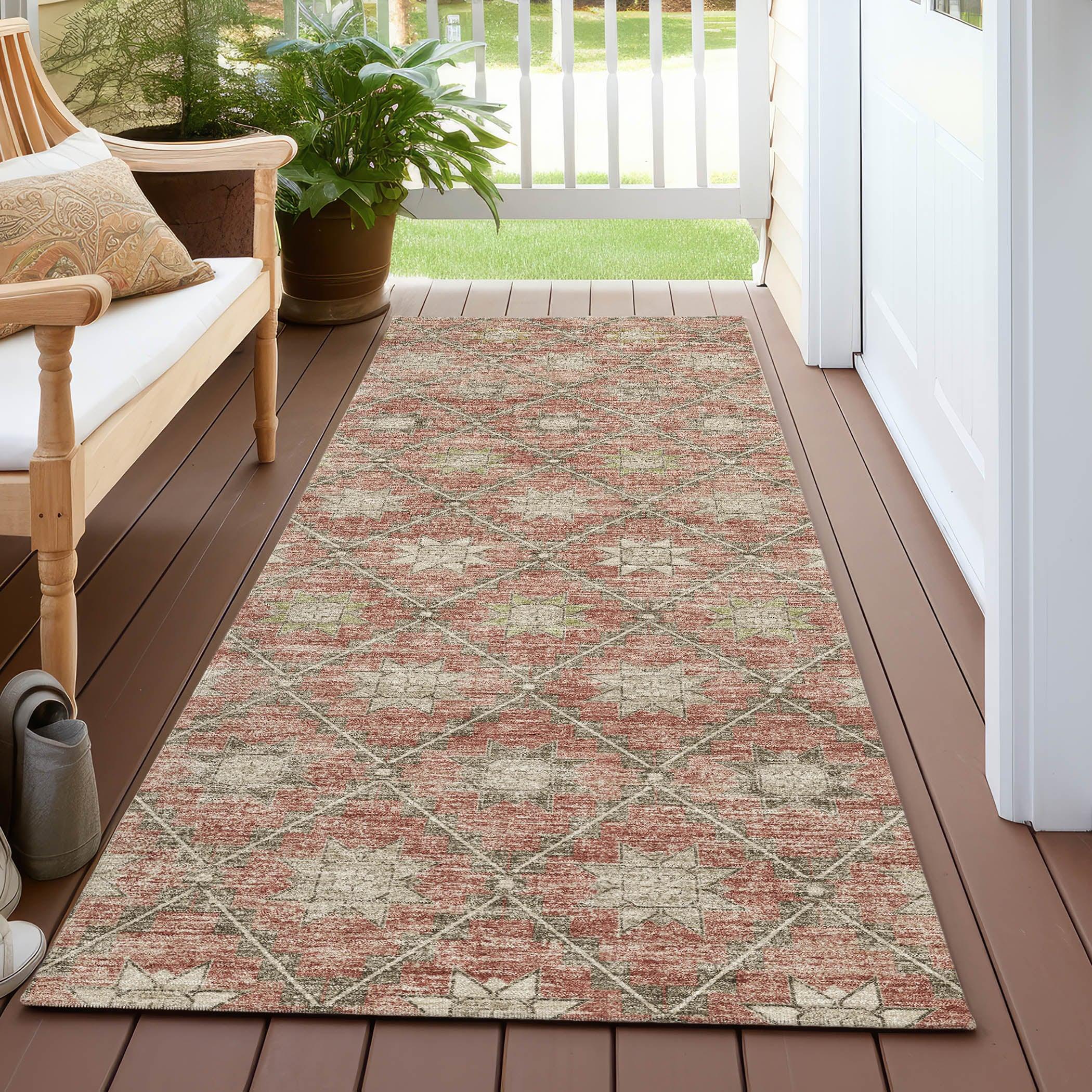 Addison Rugs Uraas Orange Washable Indoor-Outdoor Rug