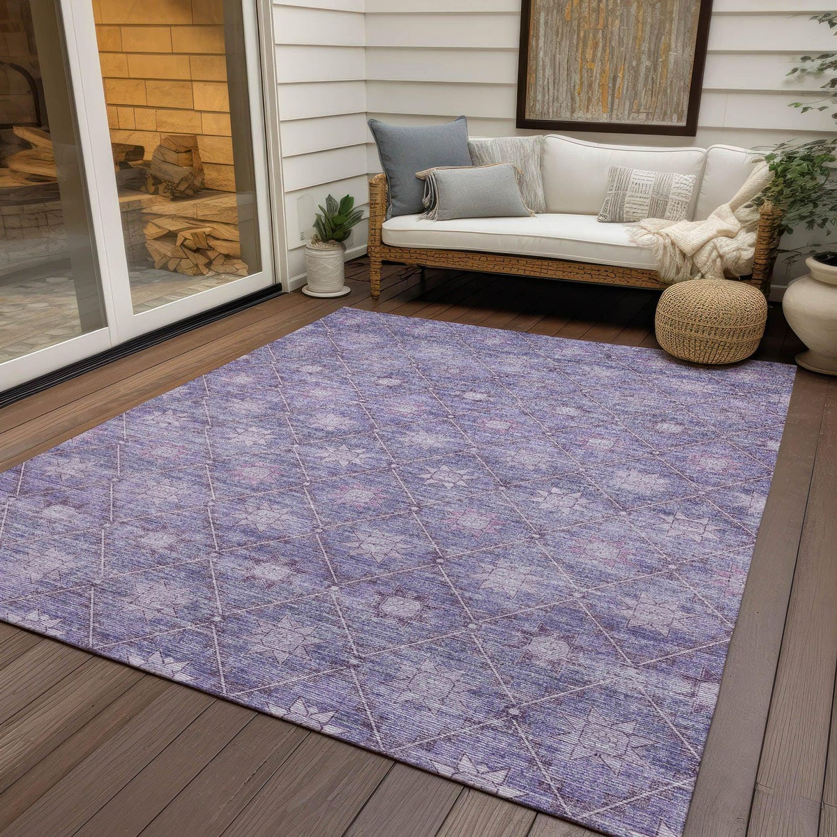 Addison Rugs Uraas Purple Washable Indoor-Outdoor Rug