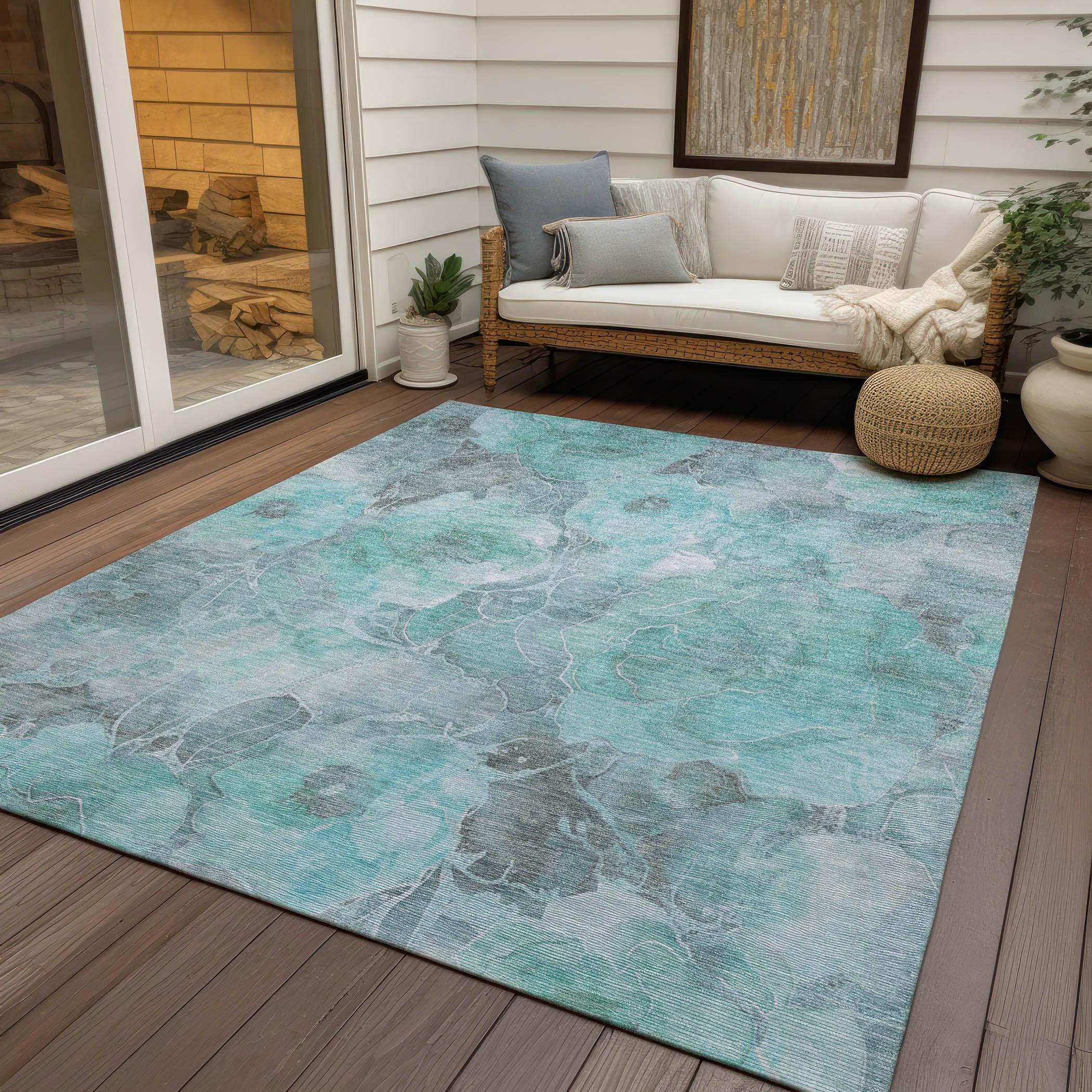 Addison Rugs Uraien Teal Washable Indoor-Outdoor Rug