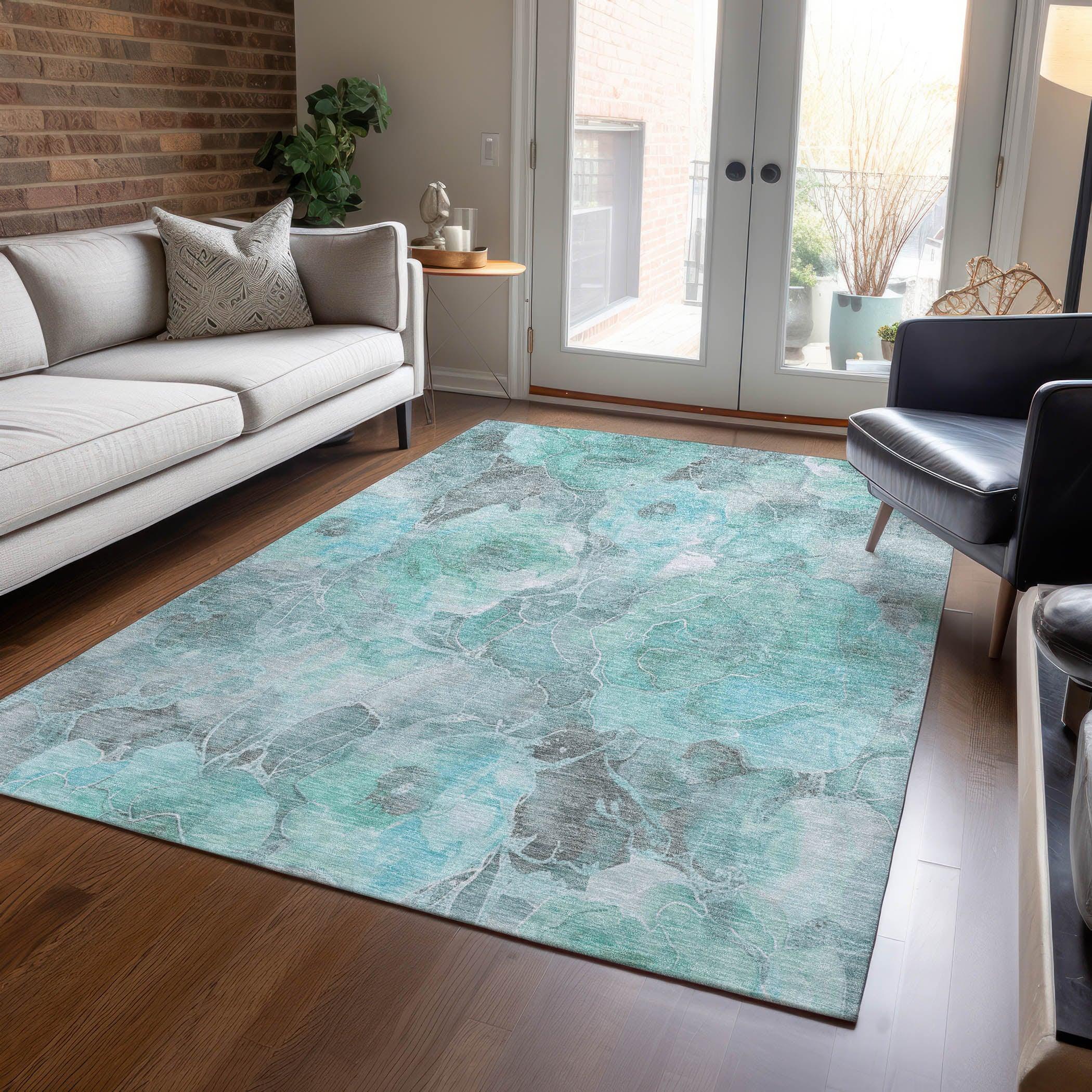Addison Rugs Uraien Teal Washable Indoor-Outdoor Rug