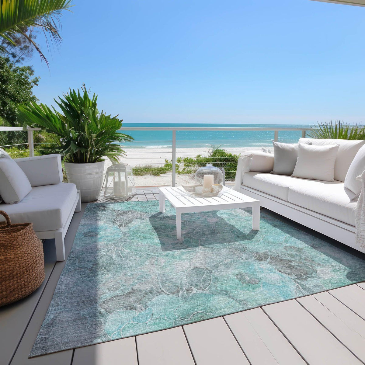 Addison Rugs Uraien Teal Washable Indoor-Outdoor Rug