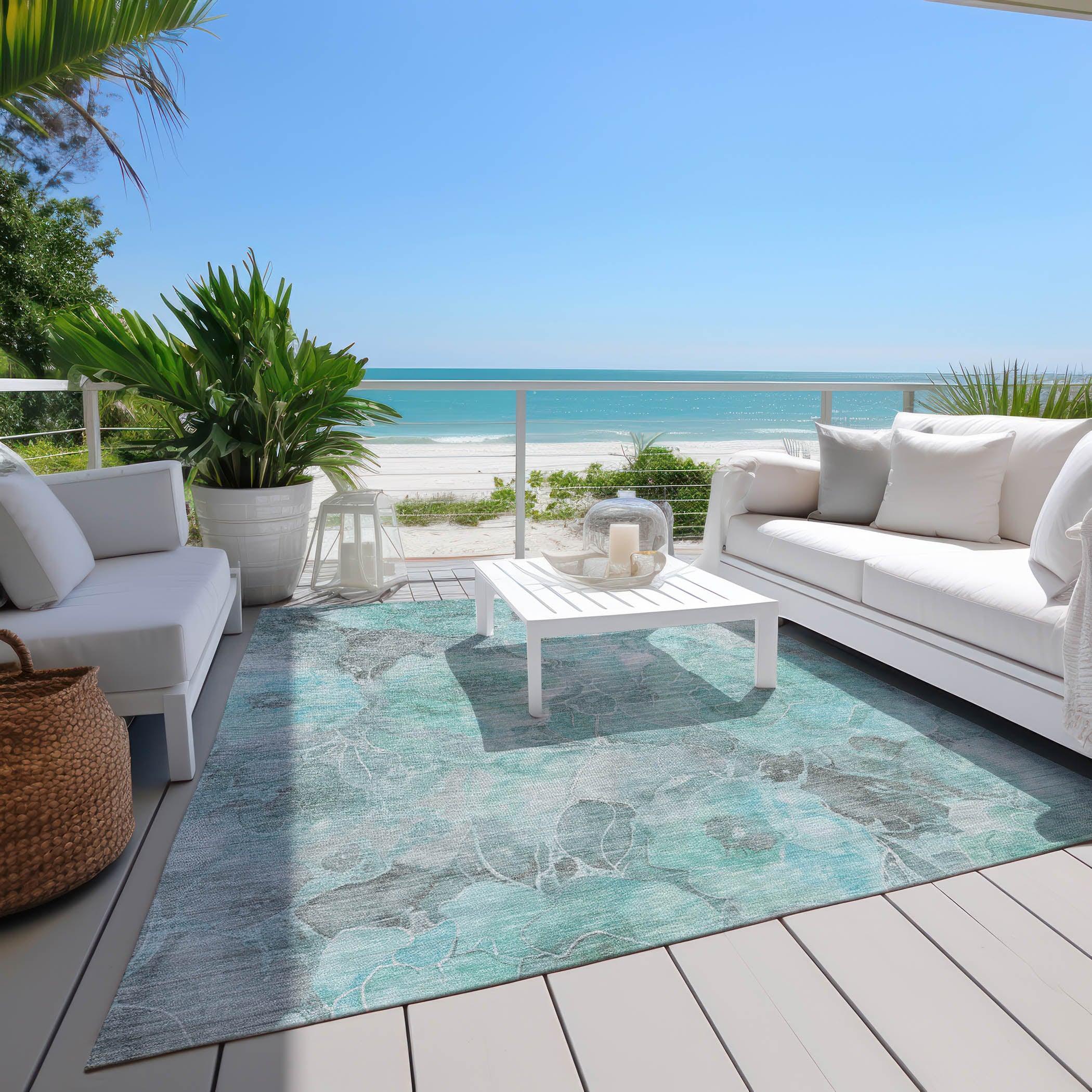 Addison Rugs Uraien Teal Washable Indoor-Outdoor Rug