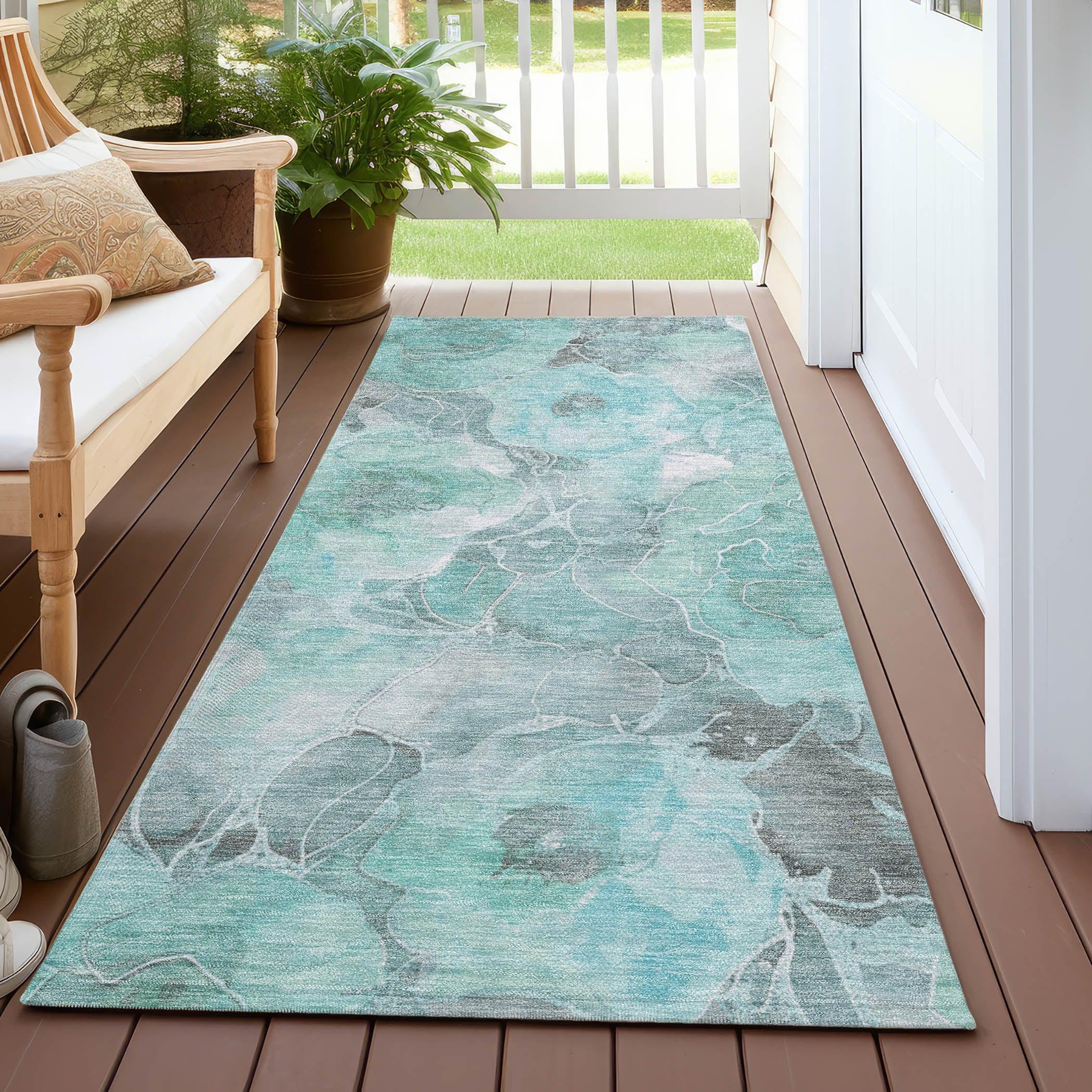 Addison Rugs Uraien Teal Washable Indoor-Outdoor Rug
