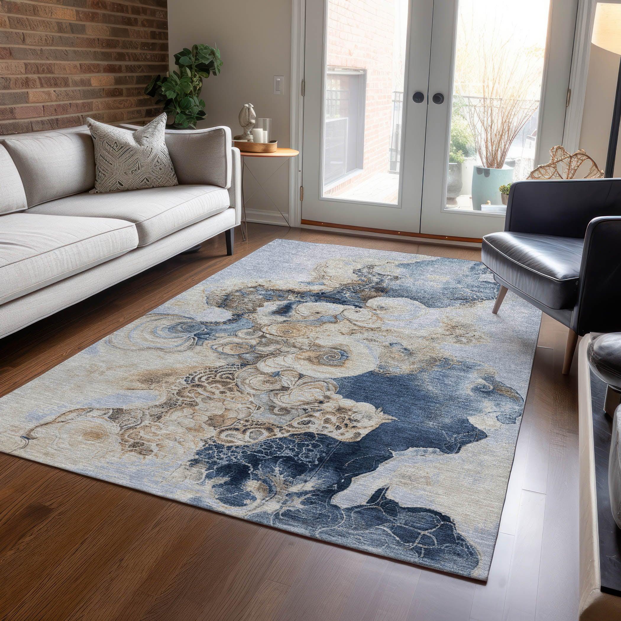 Addison Rugs Uraion Blue Washable Indoor-Outdoor Rug