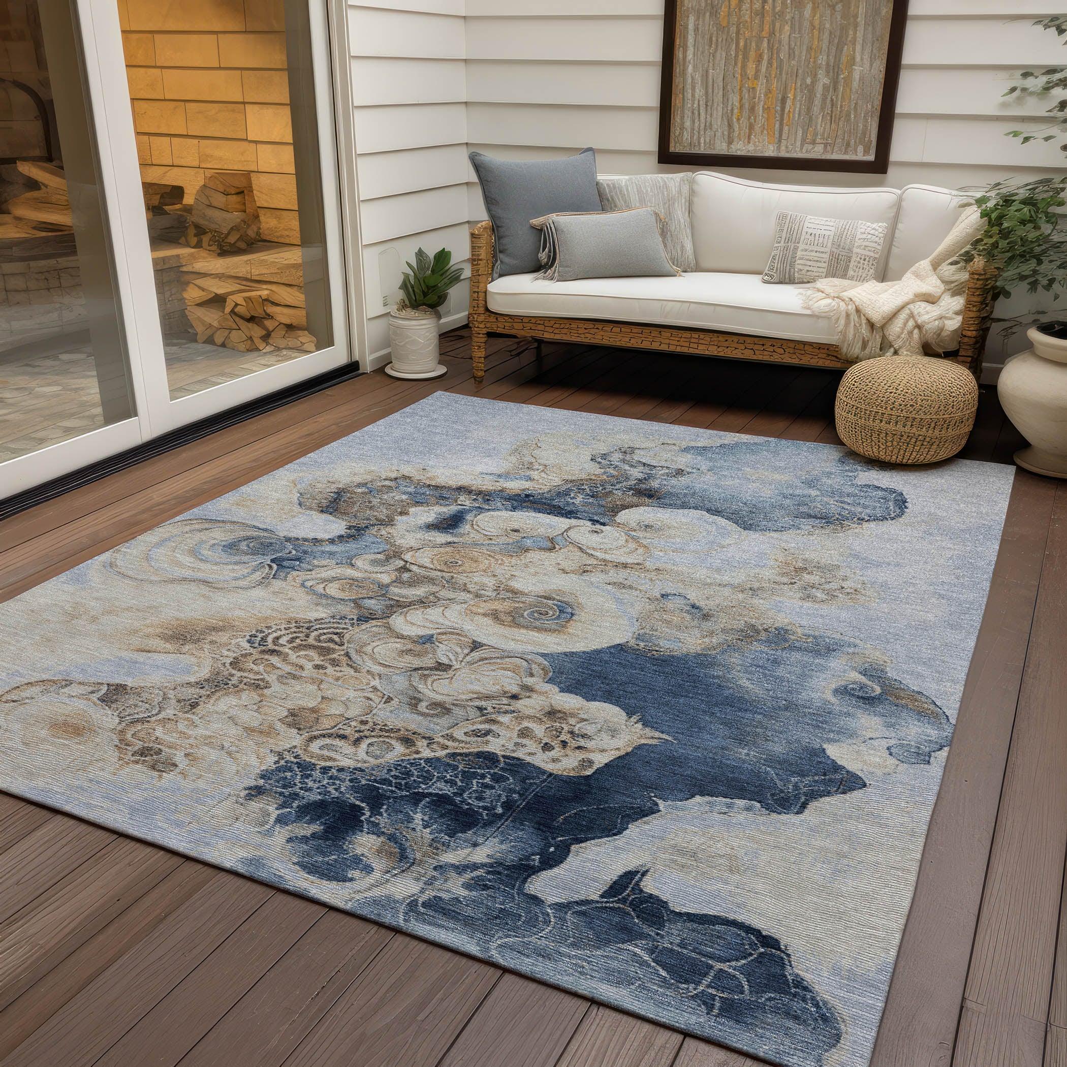 Addison Rugs Uraion Blue Washable Indoor-Outdoor Rug