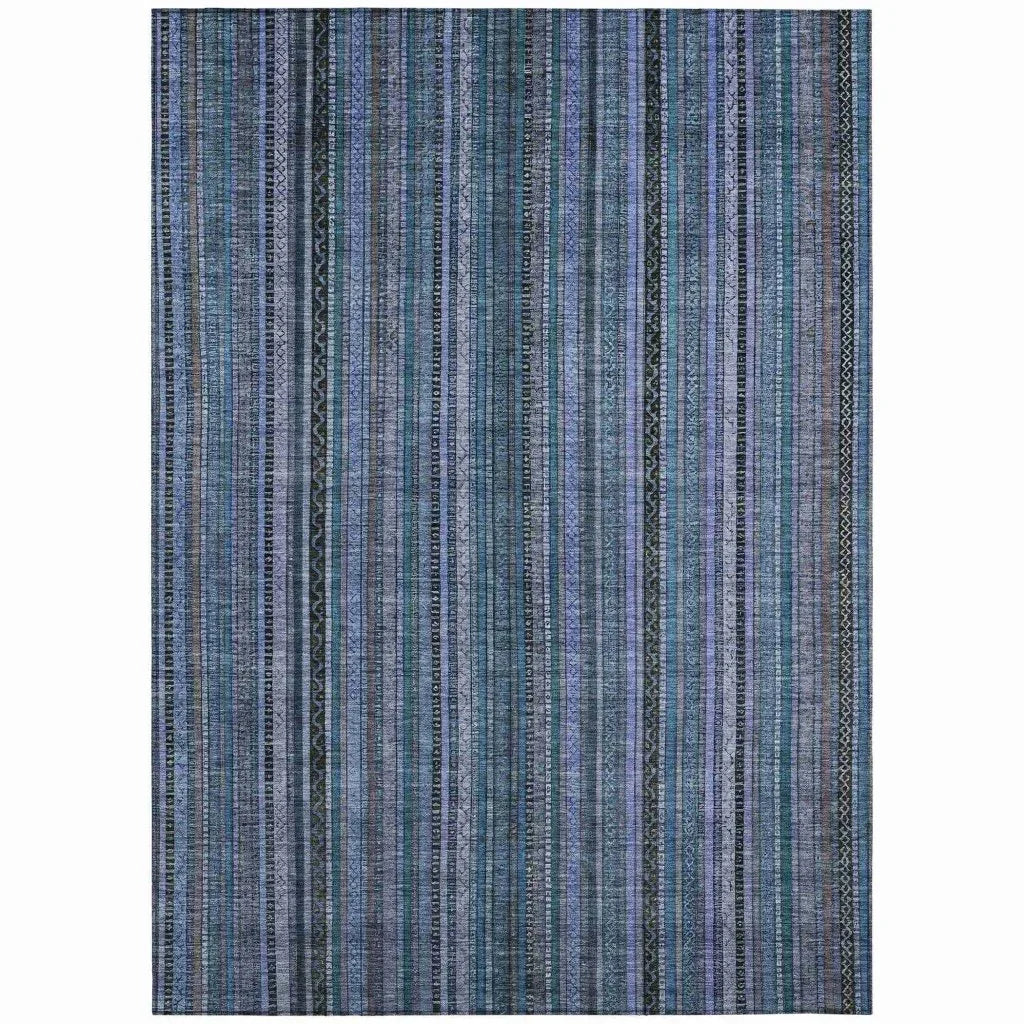 LOOMLAN Rugs Velatrix Blue Washable Indoor-Outdoor Rug