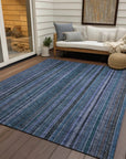 LOOMLAN Rugs Velatrix Blue Washable Indoor-Outdoor Rug