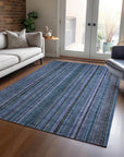 LOOMLAN Rugs Velatrix Blue Washable Indoor-Outdoor Rug