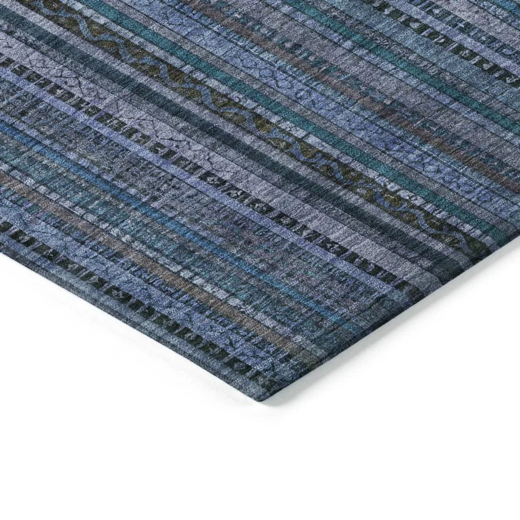 LOOMLAN Rugs Velatrix Blue Washable Indoor-Outdoor Rug