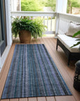LOOMLAN Rugs Velatrix Blue Washable Indoor-Outdoor Rug