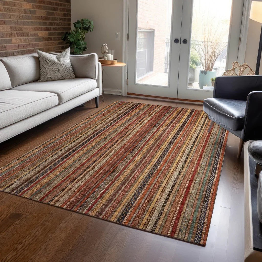 LOOMLAN Rugs Velatrix Orange Washable Indoor-Outdoor Rug