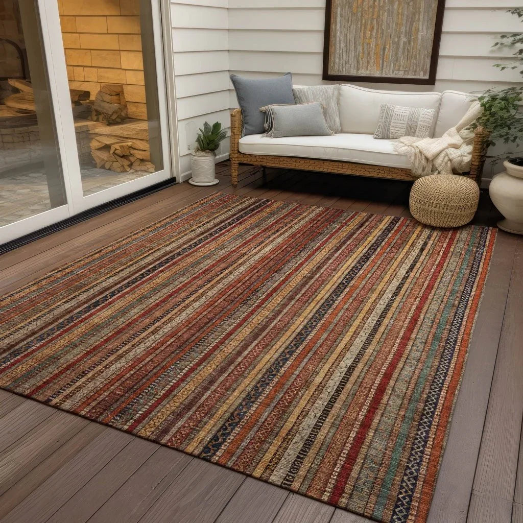 LOOMLAN Rugs Velatrix Orange Washable Indoor-Outdoor Rug