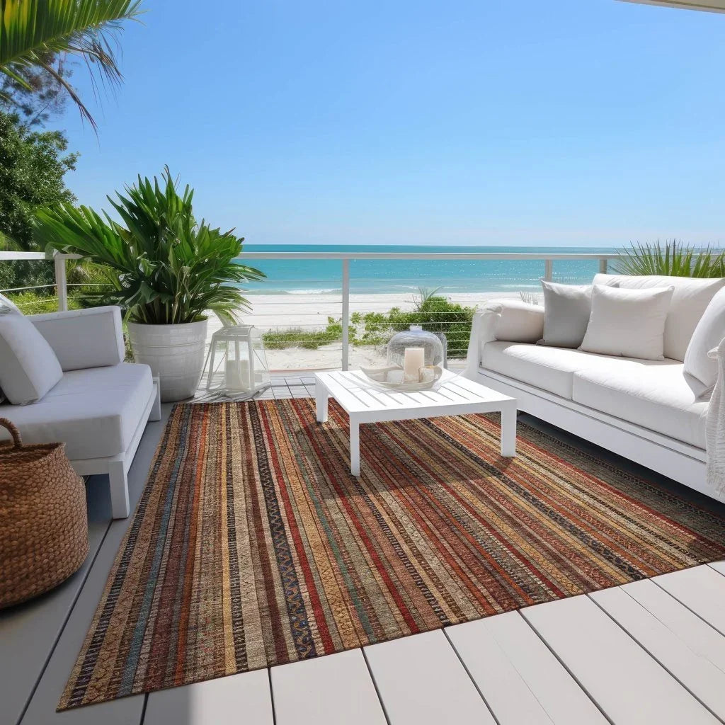 LOOMLAN Rugs Velatrix Orange Washable Indoor-Outdoor Rug