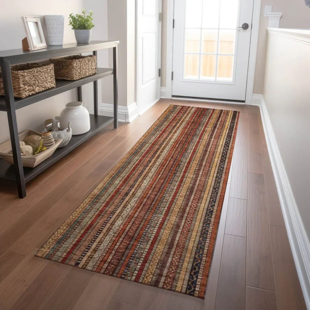 LOOMLAN Rugs Velatrix Orange Washable Indoor-Outdoor Rug