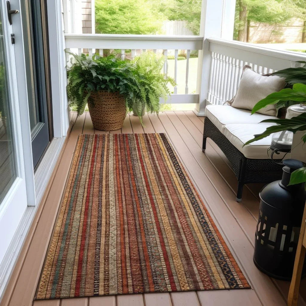 LOOMLAN Rugs Velatrix Orange Washable Indoor-Outdoor Rug