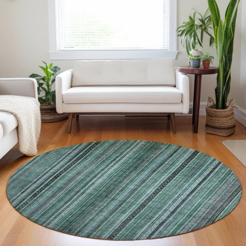 LOOMLAN Rugs Velatrix Teal Washable Indoor-Outdoor Rug