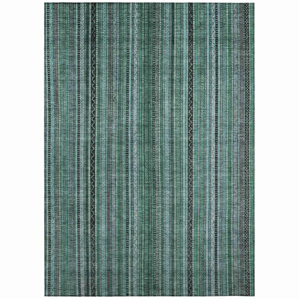 LOOMLAN Rugs Velatrix Teal Washable Indoor-Outdoor Rug