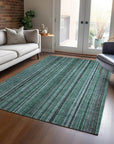 LOOMLAN Rugs Velatrix Teal Washable Indoor-Outdoor Rug