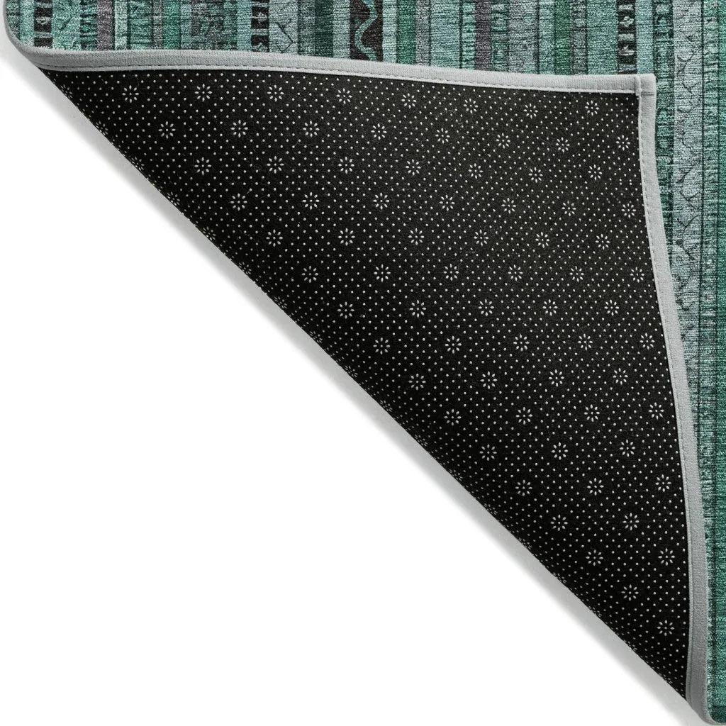LOOMLAN Rugs Velatrix Teal Washable Indoor-Outdoor Rug
