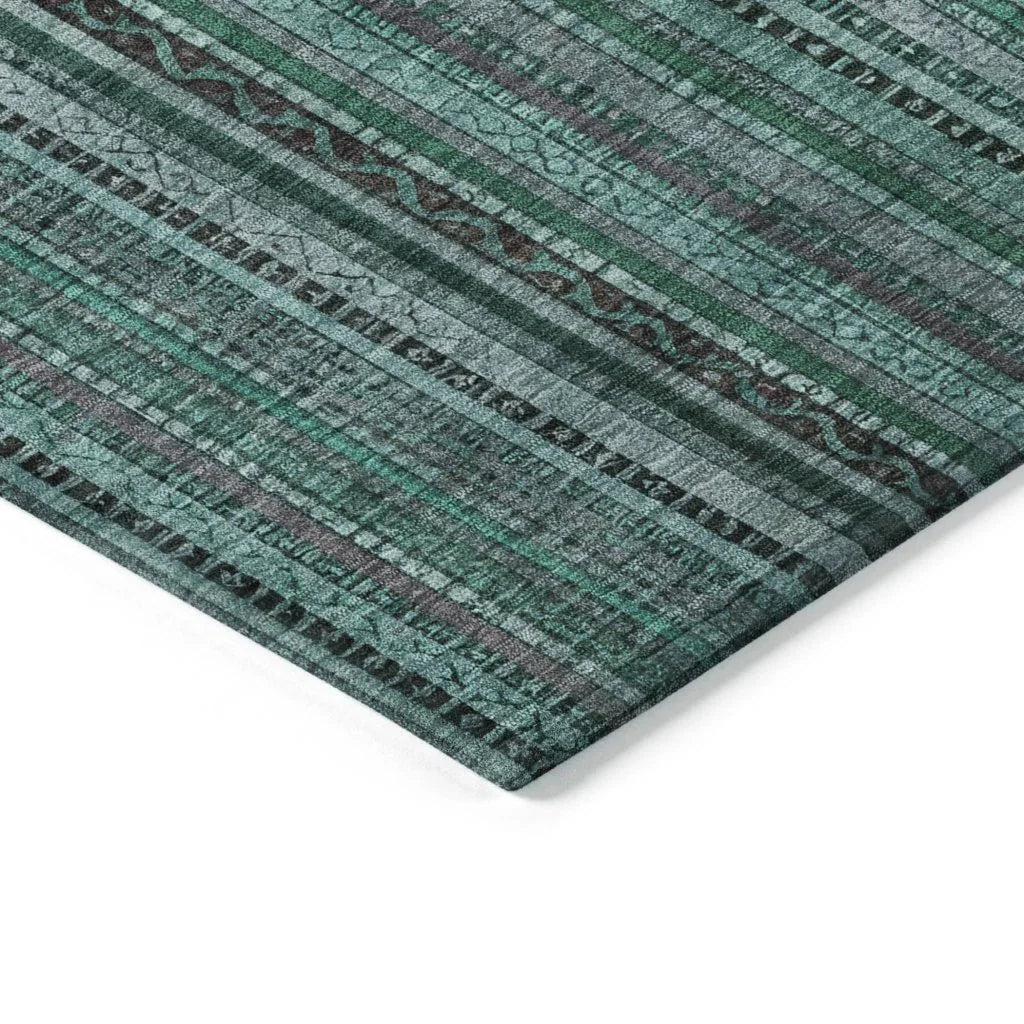 LOOMLAN Rugs Velatrix Teal Washable Indoor-Outdoor Rug