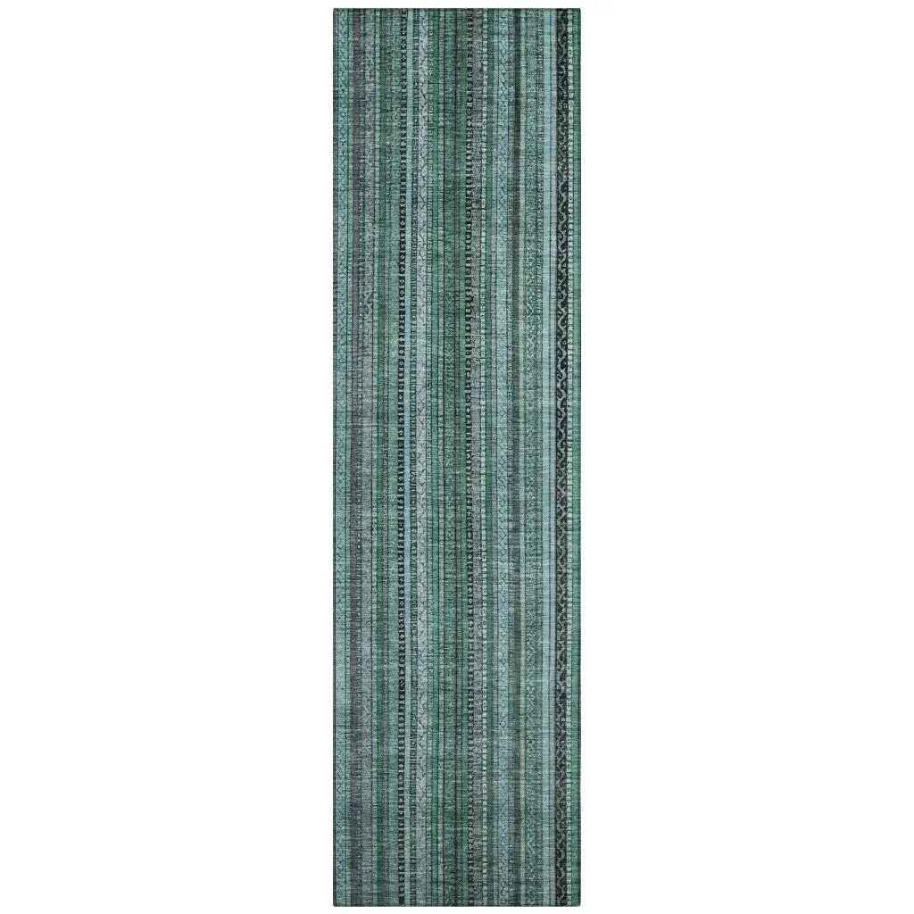 LOOMLAN Rugs Velatrix Teal Washable Indoor-Outdoor Rug