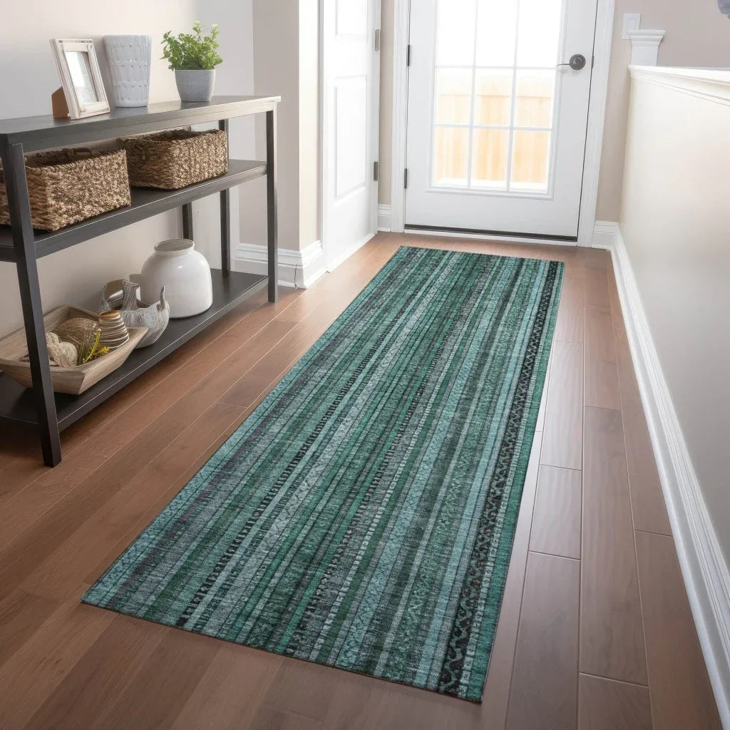LOOMLAN Rugs Velatrix Teal Washable Indoor-Outdoor Rug