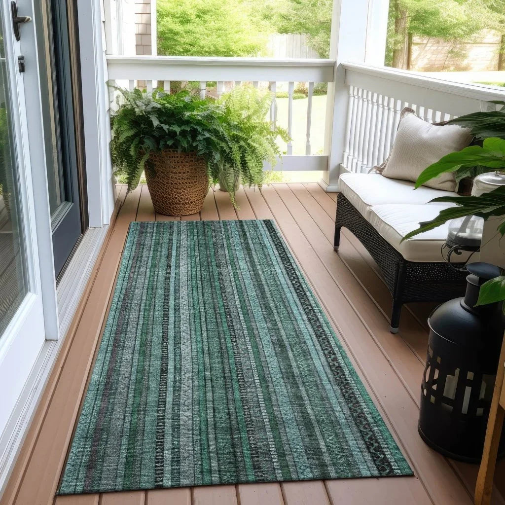 LOOMLAN Rugs Velatrix Teal Washable Indoor-Outdoor Rug