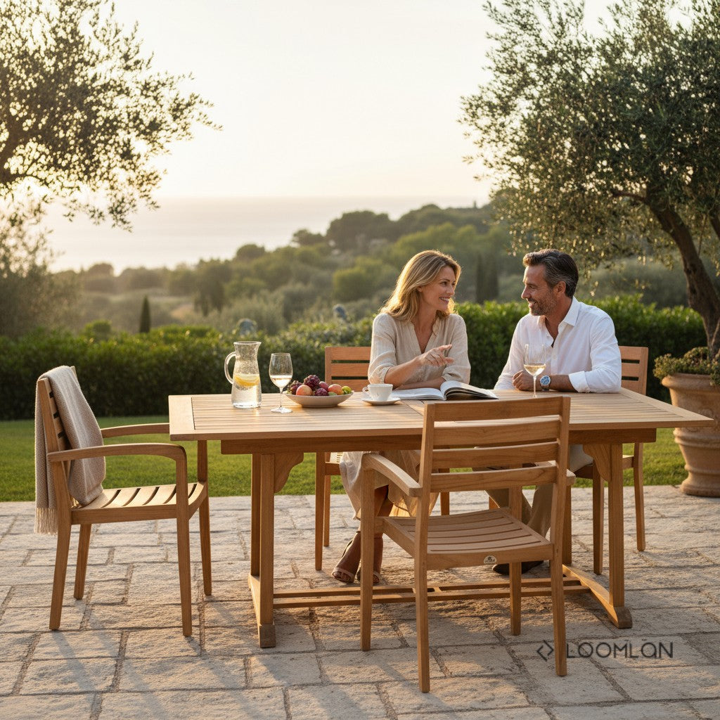 HiTeak Venice Teak Patio Rectangular Dining Set 5PC