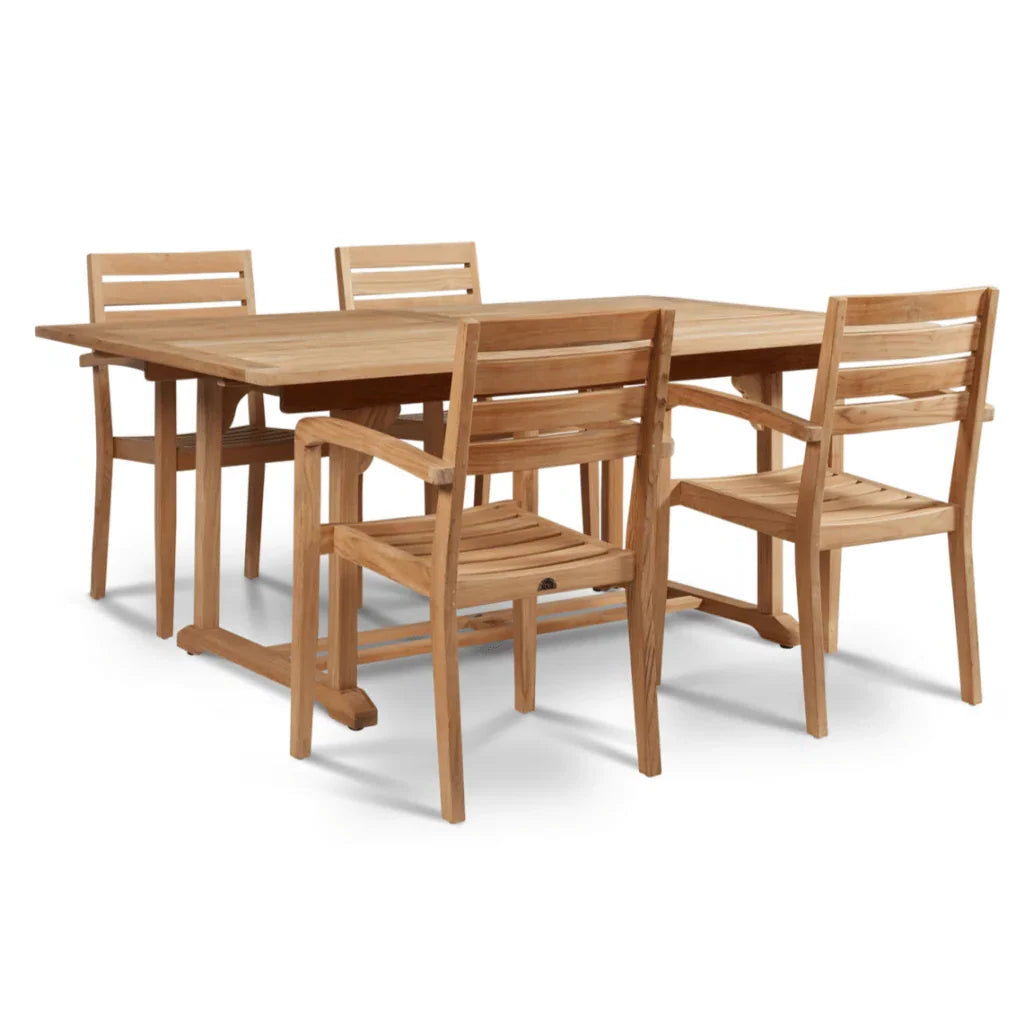 HiTeak Venice Teak Patio Rectangular Dining Set 5PC