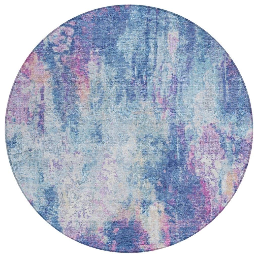 LOOMLAN Rugs Verentha Blue Washable Indoor-Outdoor Rug