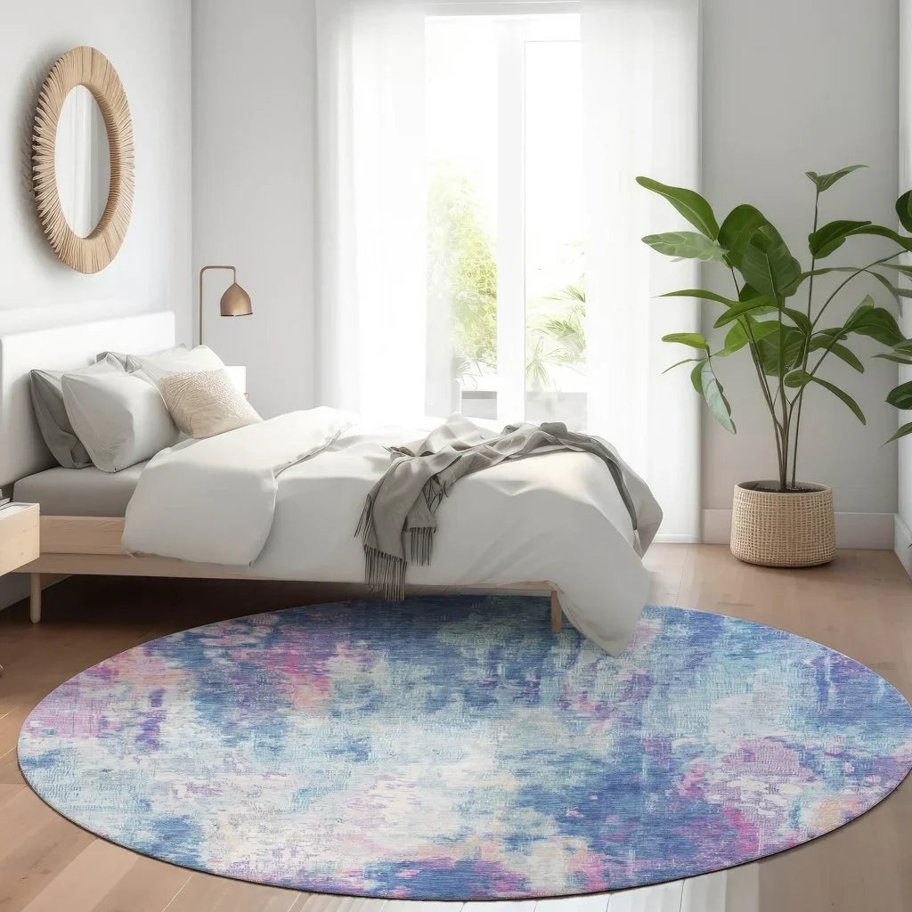 LOOMLAN Rugs Verentha Blue Washable Indoor-Outdoor Rug