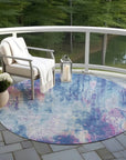 LOOMLAN Rugs Verentha Blue Washable Indoor-Outdoor Rug