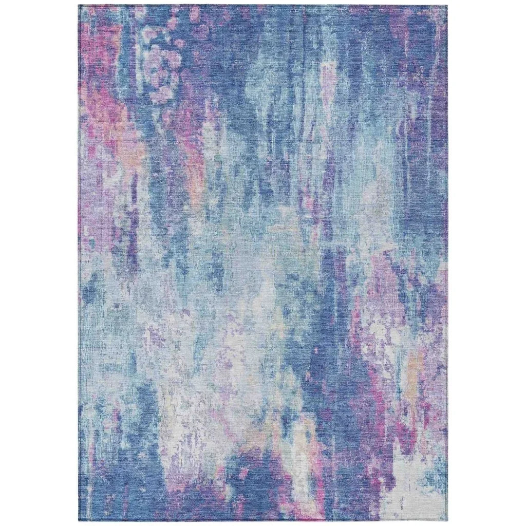 LOOMLAN Rugs Verentha Blue Washable Indoor-Outdoor Rug